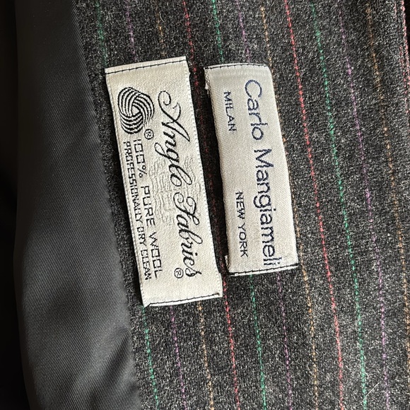 Wool tailor made grey with coloured spin stripe suit. - Picture 9 of 9